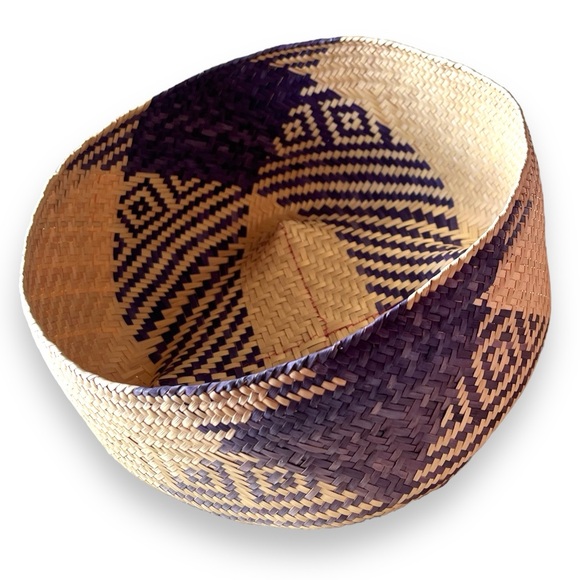 Vintage Other - VTG Southwestern Geometric Purple Pattern Woven Basket | Great for Wall Hanging!